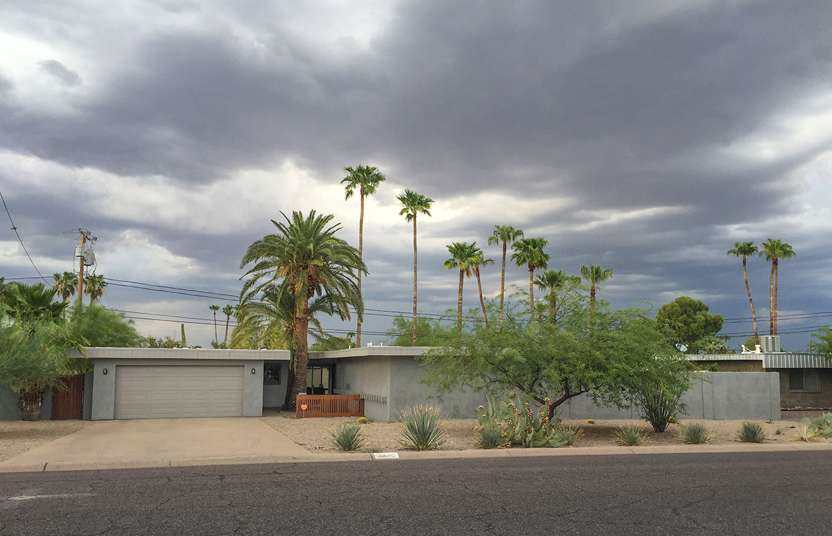 Saguaro model home by Al Beadle in Paradise Gardens, Phoenix Arizona, 2016