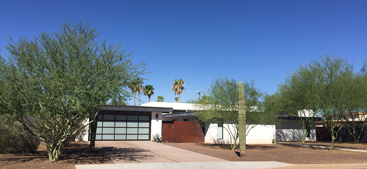 Saguaro model home by Al Beadle in Paradise Gardens, Phoenix Arizona, 2016