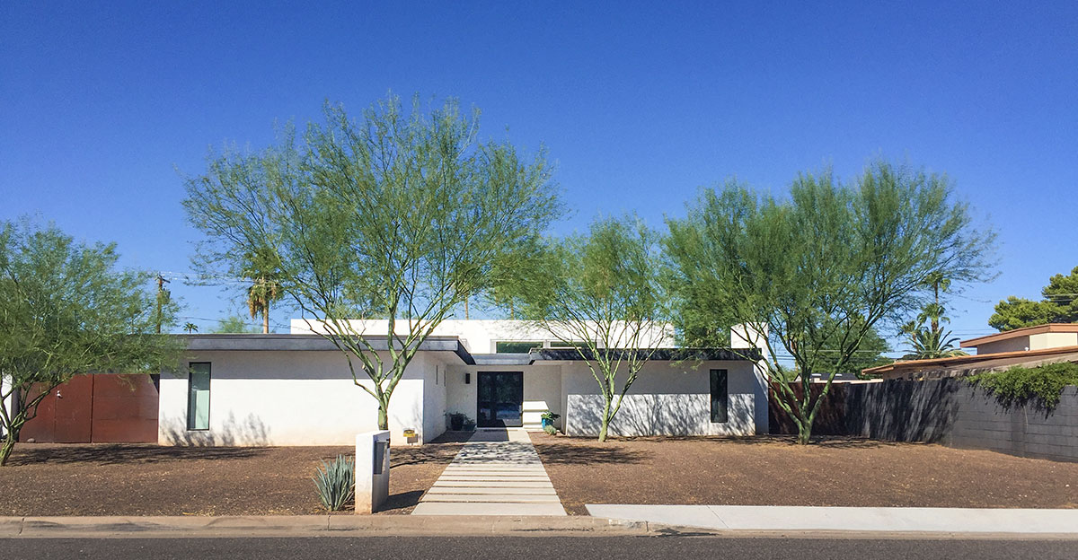 Saguaro model home by Al Beadle in Paradise Gardens, Phoenix Arizona, 2016