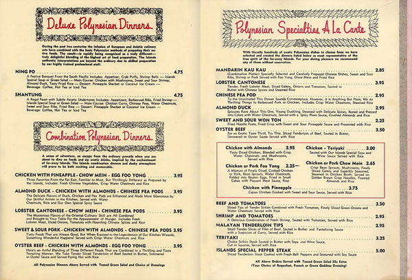 Postwar Phoenix Vintage Menus