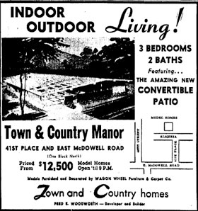 Ads for Town and Country Homes designed by Ralph Haver with Fred Woodworth