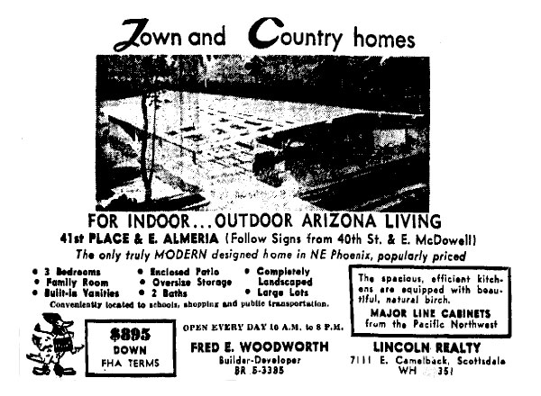 Ads for Town and Country Homes designed by Ralph Haver with Fred Woodworth