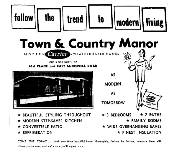 Ads for Town and Country Homes designed by Ralph Haver with Fred Woodworth