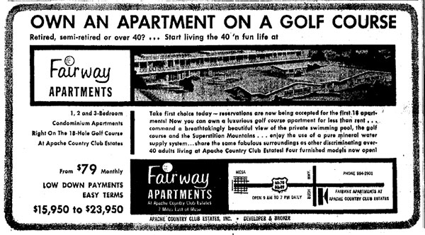 Vintage ads for Country Club Estates in Mesa