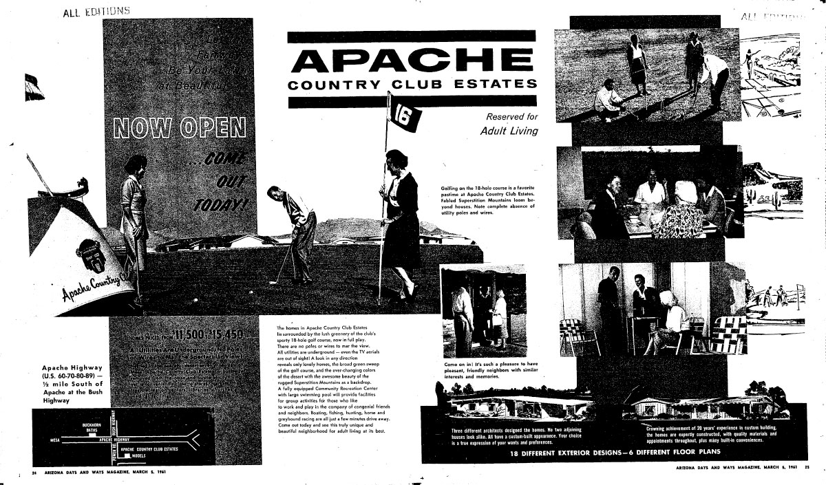 Vintage ads for Country Club Estates in Mesa